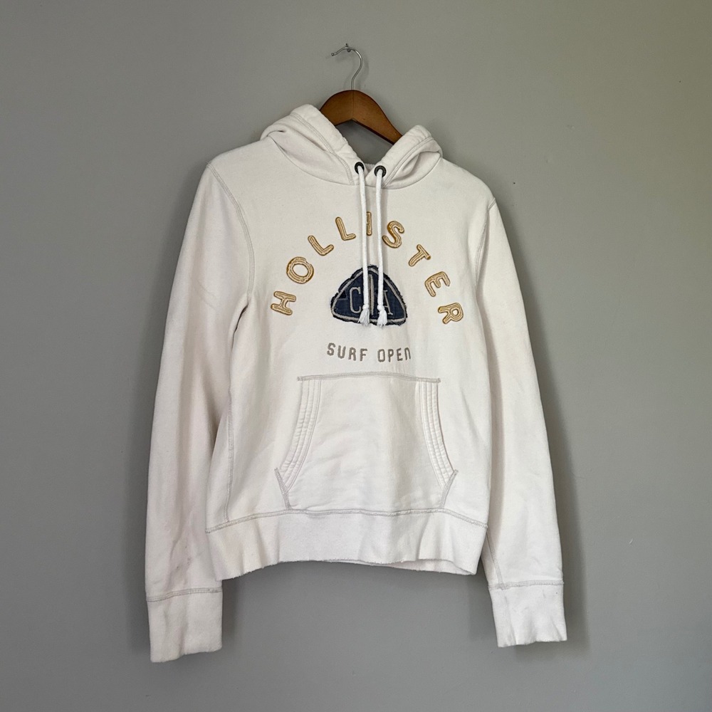 Vintage Hollister California Surf Open Hoodie Sweatshirt Small White Y2K